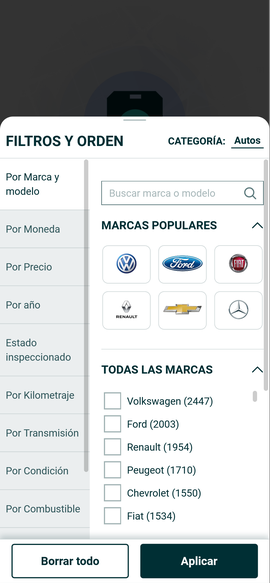 OLX movil filtros