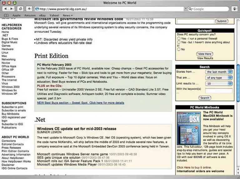 Safari 1.0 Beta captura de pantalla