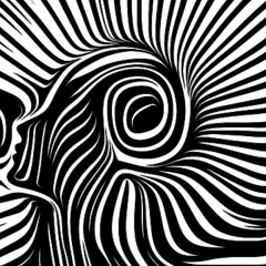 dibujo abstracto de mujer en blanco y negro
