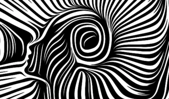 dibujo abstracto de mujer en blanco y negro