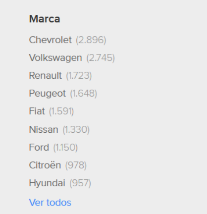 filtro de marcas por etiquetas en Mercado Libre