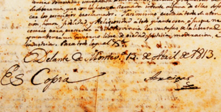 Texto original de las Instrucciones del año 1813, firmado por José Gervasio Artigas