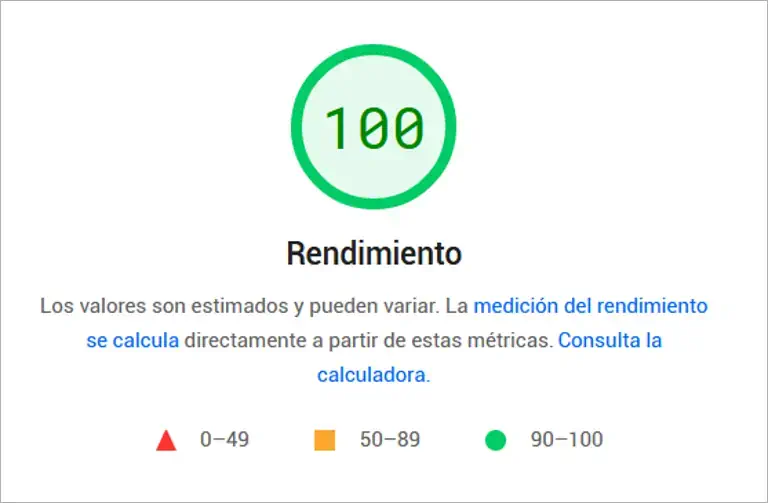 nivel de rendimiento de descarga en 100
